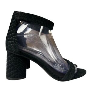 Jeffrey Campbell Lelaine Black Suede Snakeskin Heeled‎ Sandals Womens Size 8